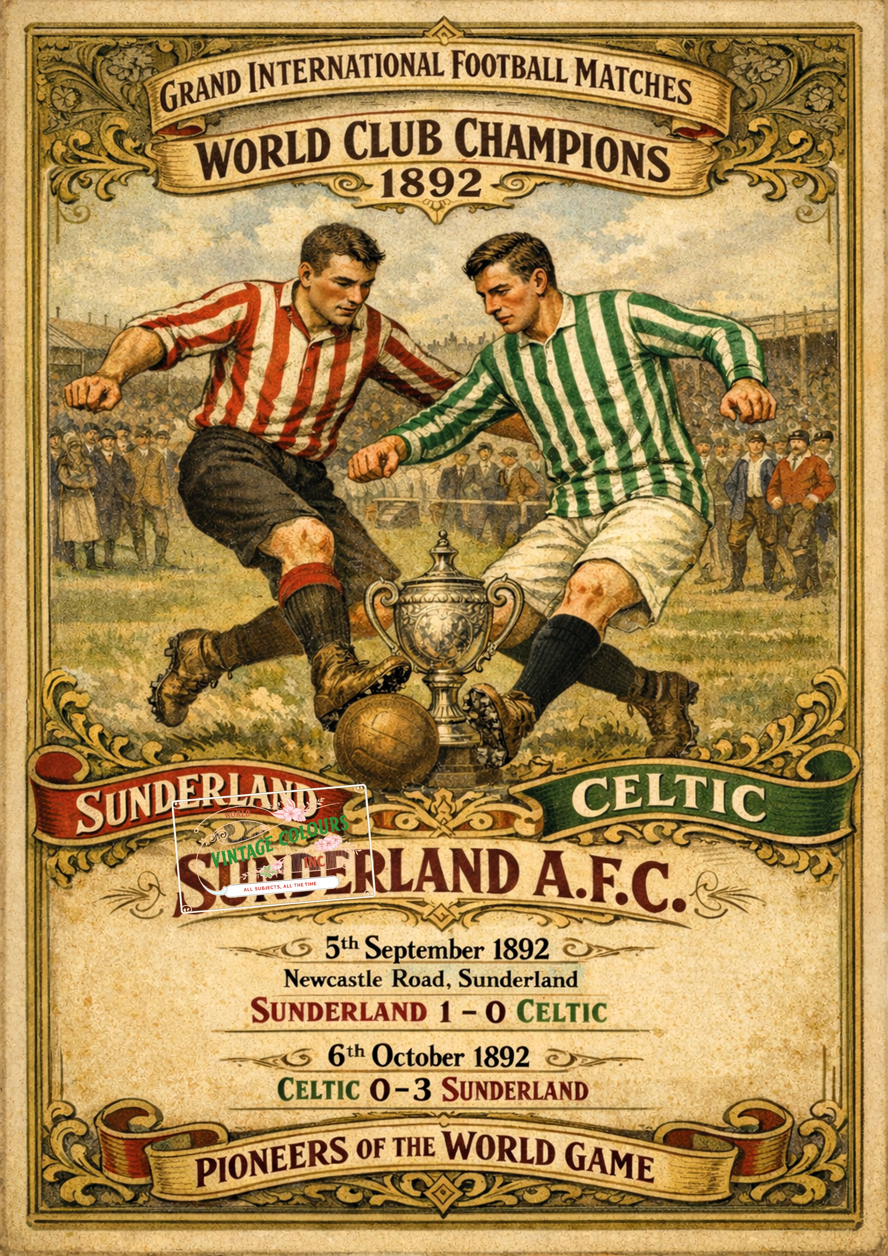 Historic Football Prints - Sunderland v Celtic, 1892 World Club Championship