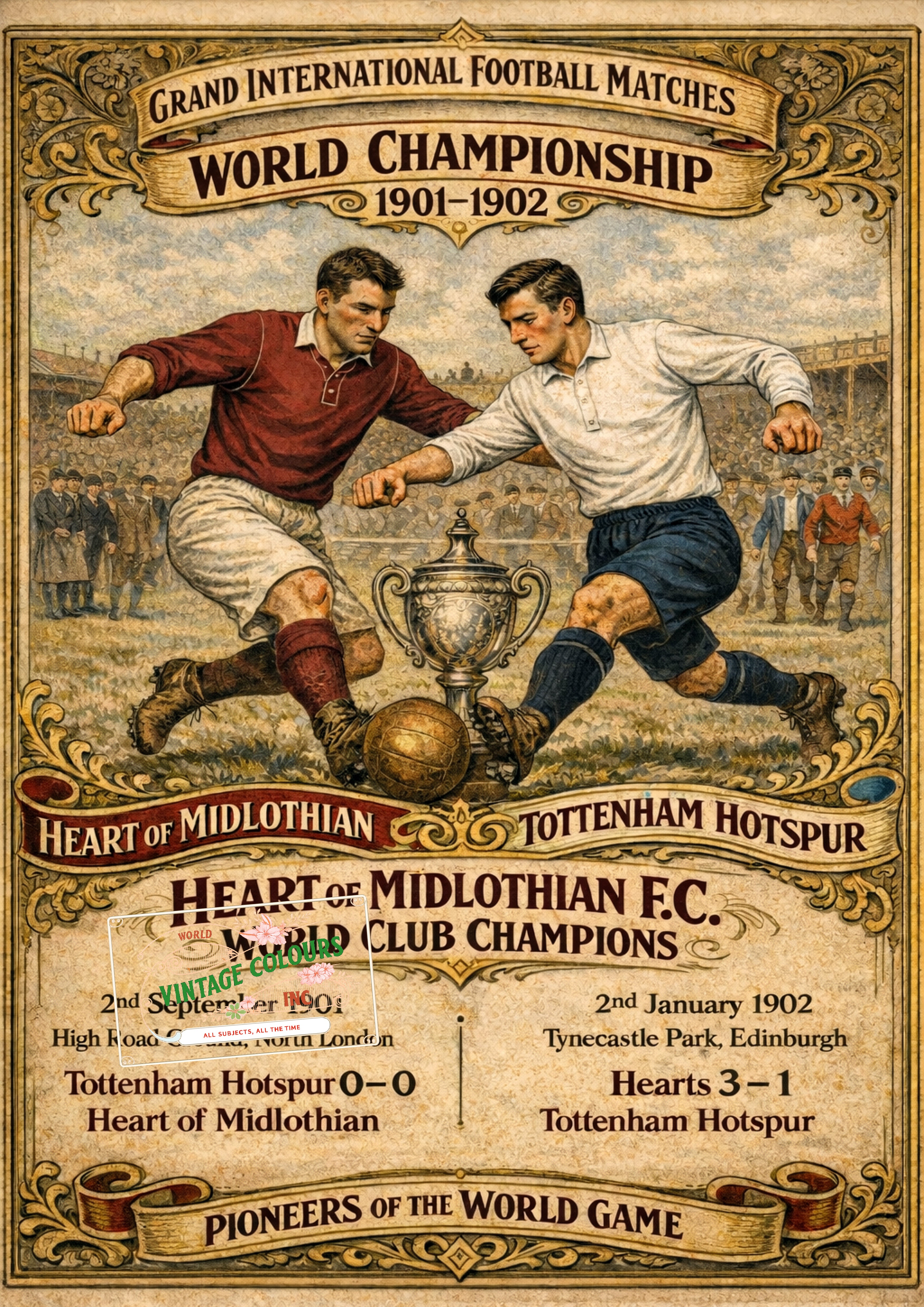 Historic Football Prints - World Championship 1901–02 - Heart of Midlothian v Tottenham Hotspur