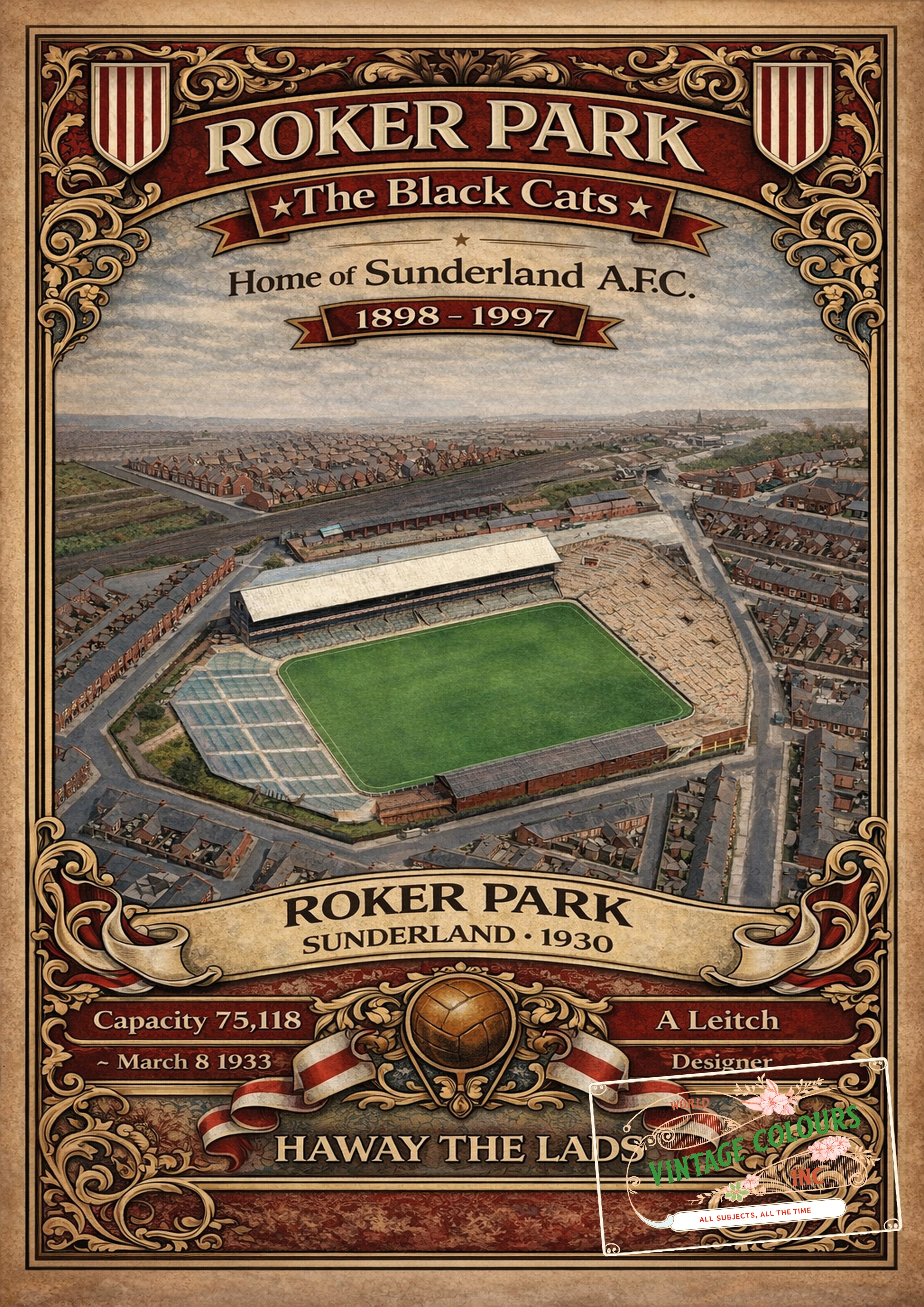 Historic Football Prints - Roker Park - Home Of Sunderland AFC