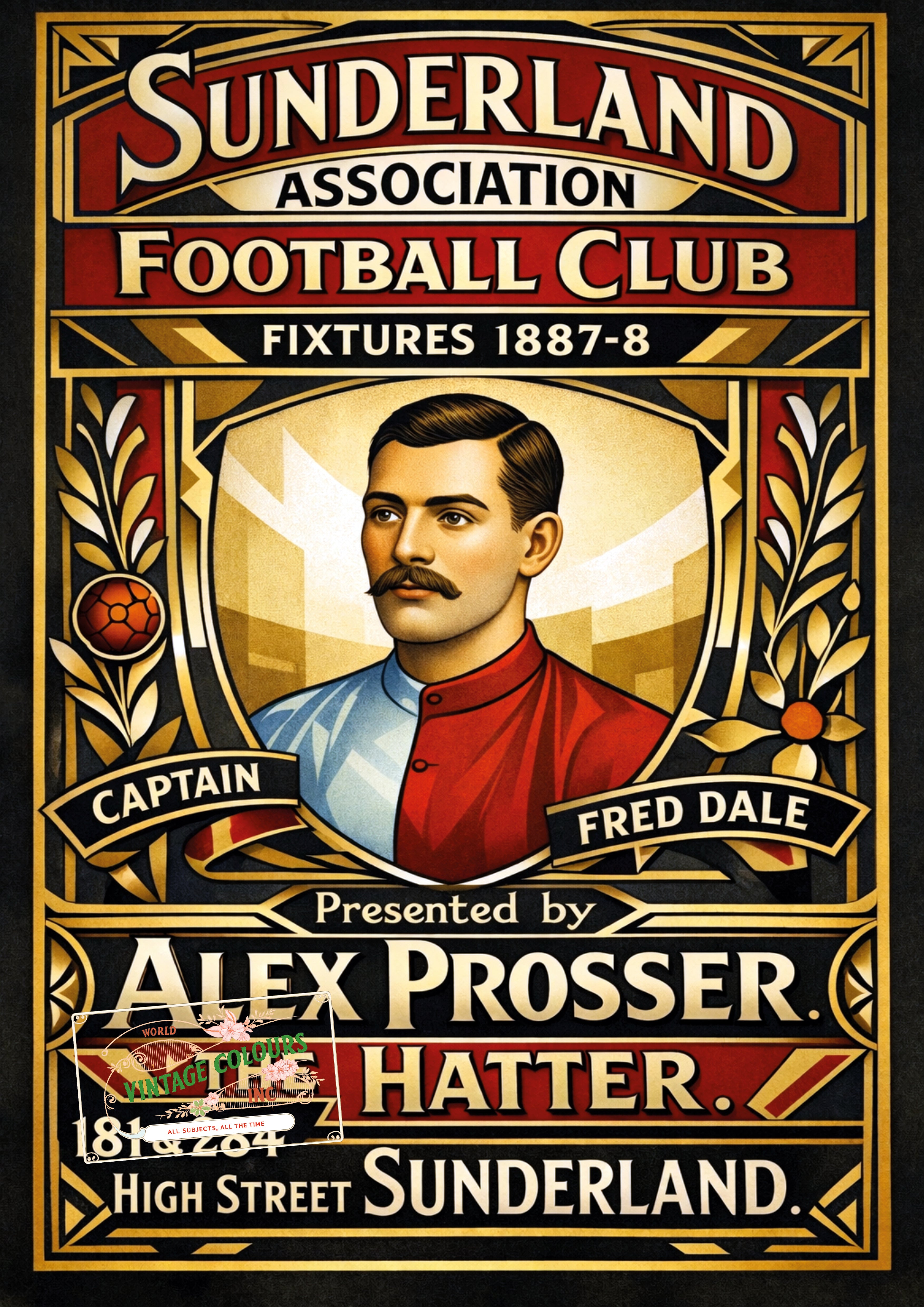 Sunderland AFC - Fixture List 1887/88 - Art Deco