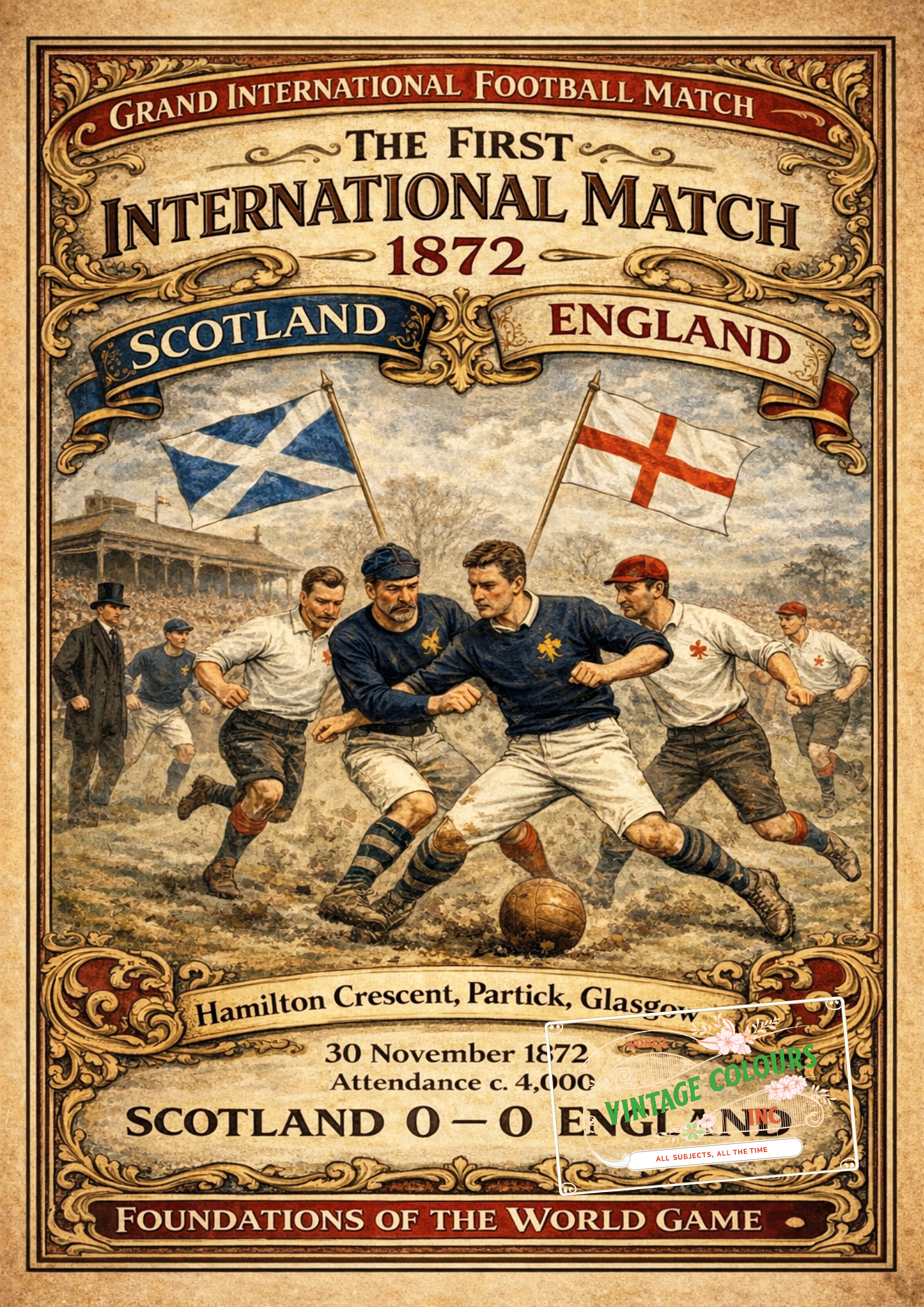 Historic Print Series - Scotland v England 1872