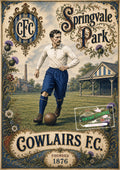 Cowlairs FC vintage football print featuring Springvale Park, Glasgow, with authentic Victorian football artwork celebrating one of the founder members of the Scottish Football League, established in 1876.